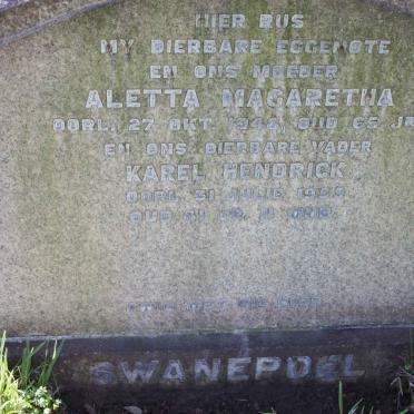SWANEPOEL Karel Hendrick -1955 &amp; Aletta Margaretha -1948