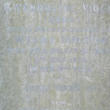 TARLETON William Irwin 1874-1948 :: TARLETON Gwendoline Violet -1914 :: TARLETON Jack Ernest 1903-1918
