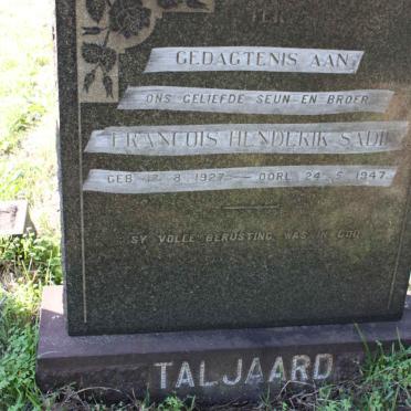 TALJAARD Francois Henderik Sadie 1927-1947