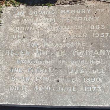 TEMPANY William 1883-1957 &amp; Helen Miller MAXWELL 1890-1973