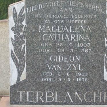 TERBLANCHE Gideon van Zyl 1903-1978 &amp; Magdalena Catharina 1903-1963