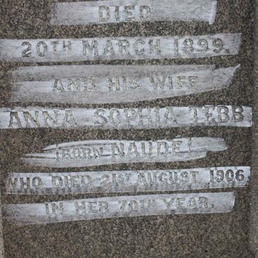 TEBB Anna Sophia nee NAUDE -1906