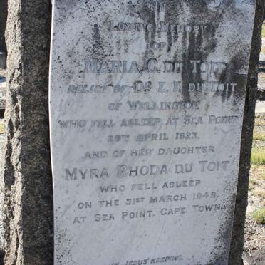 TOIT Maria C., du -1923 :: DU TOIT Myra Rhoda -1949