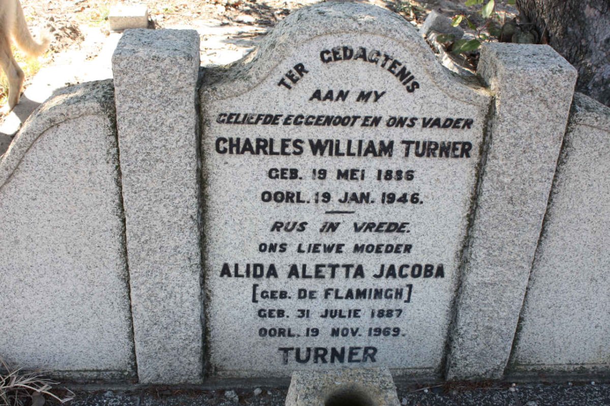 TURNER Charles William 1886-1946 &amp; Alida Aletta Jacoba DE FLAMINGH 1887-1969