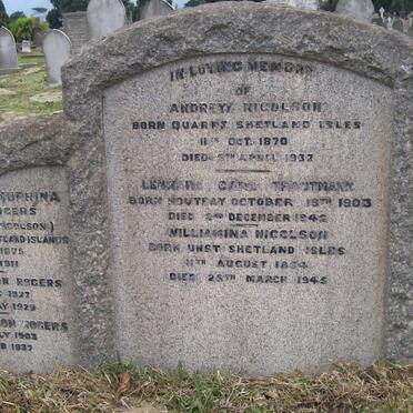 NICOLSON Andrew 1970-1937 :: TRAUTMANN Leonard Carl 1903-1942 :: NICOLSON Williamina 1863-1945