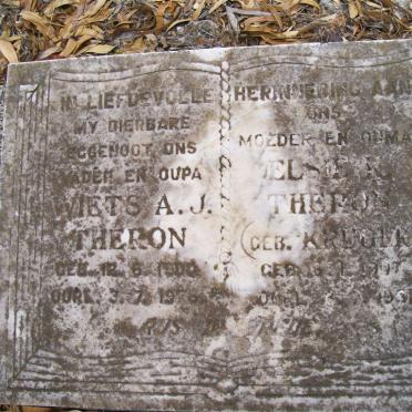 THERON Wiets A.J. 1900-1978 &amp; Elsie K. KRUGER 1907-1981