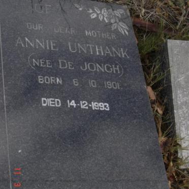 UNTHANK Annie nee DE JONGH 1901-1993