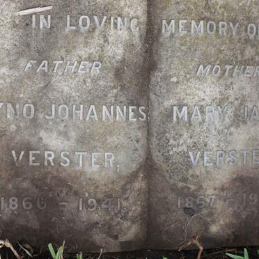 VERSTER Ryno Johannes 1860 &amp; 1941 &amp; May Jane 1857-1940