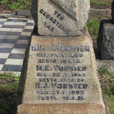VORSTER D.J. v. N. 1860-1928 :: VORSTER M.E. 1862-1924 :: VORSTER D.J. 1893-1921