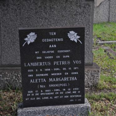 VOS Lambertus Petrus 1898-1971 &amp; Aletta Margaretha SWANEPOEL 1903-2001