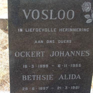 VOSLOO Ockert  Johannes 1899-1955 &amp; Bethsie Alida 1897-1981
