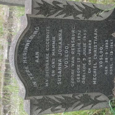 VOSLOO Mechiel Christiaan 1893-1967 &amp; Susanna Johanna VAN RENSBURG 1892-1955