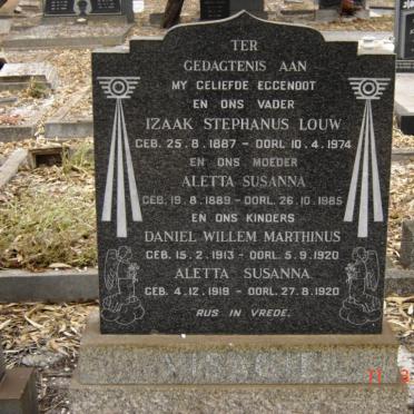 VISAGIE Izaak Stephanus Louw 1887-1974 &amp; Aletta Susanna 1889-1985