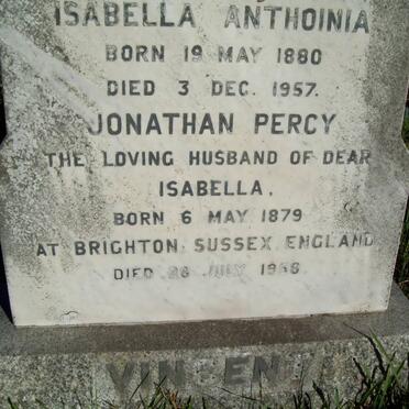 VINCENT Jonathan Percy 1879-1958 &amp; Isabella Anthoinia 1880-1957