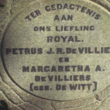 VILLIERS Royal Petrus J.R., de &amp; Margaretha A. DE WITT