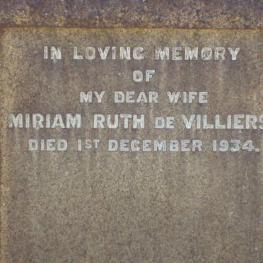 VILLIERS Miriam Ruth, de  -1934