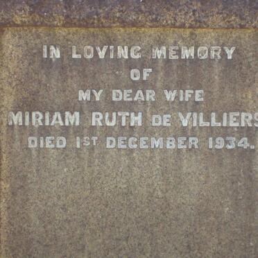 VILLIERS Miriam Ruth, de  -1934