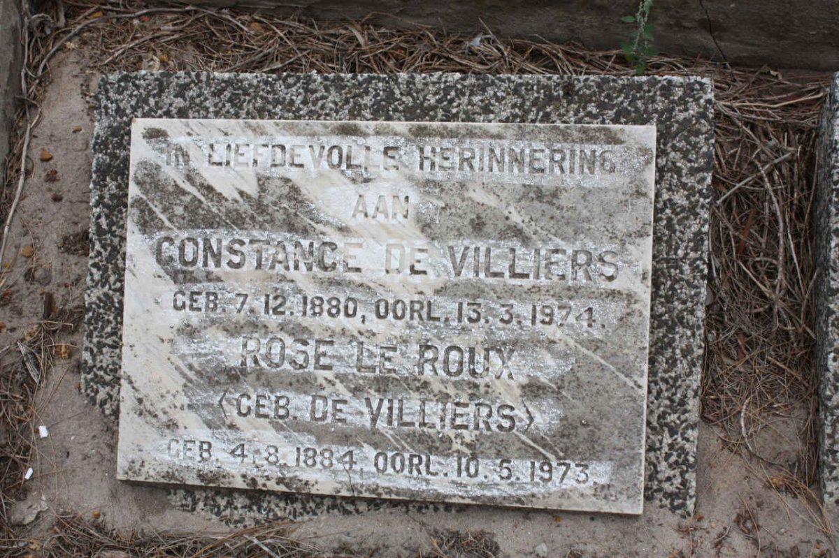 VILLIERS Constance, de 1880-1974 :: LE ROUX Rose nee DE VILLIERS 1884-1973