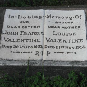 VALENTINE John Francis -1933 &amp; Louise -1955