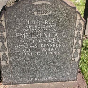 VYVER Emmerentia C., v.d. nee VAN RENSBURG 1906-1959