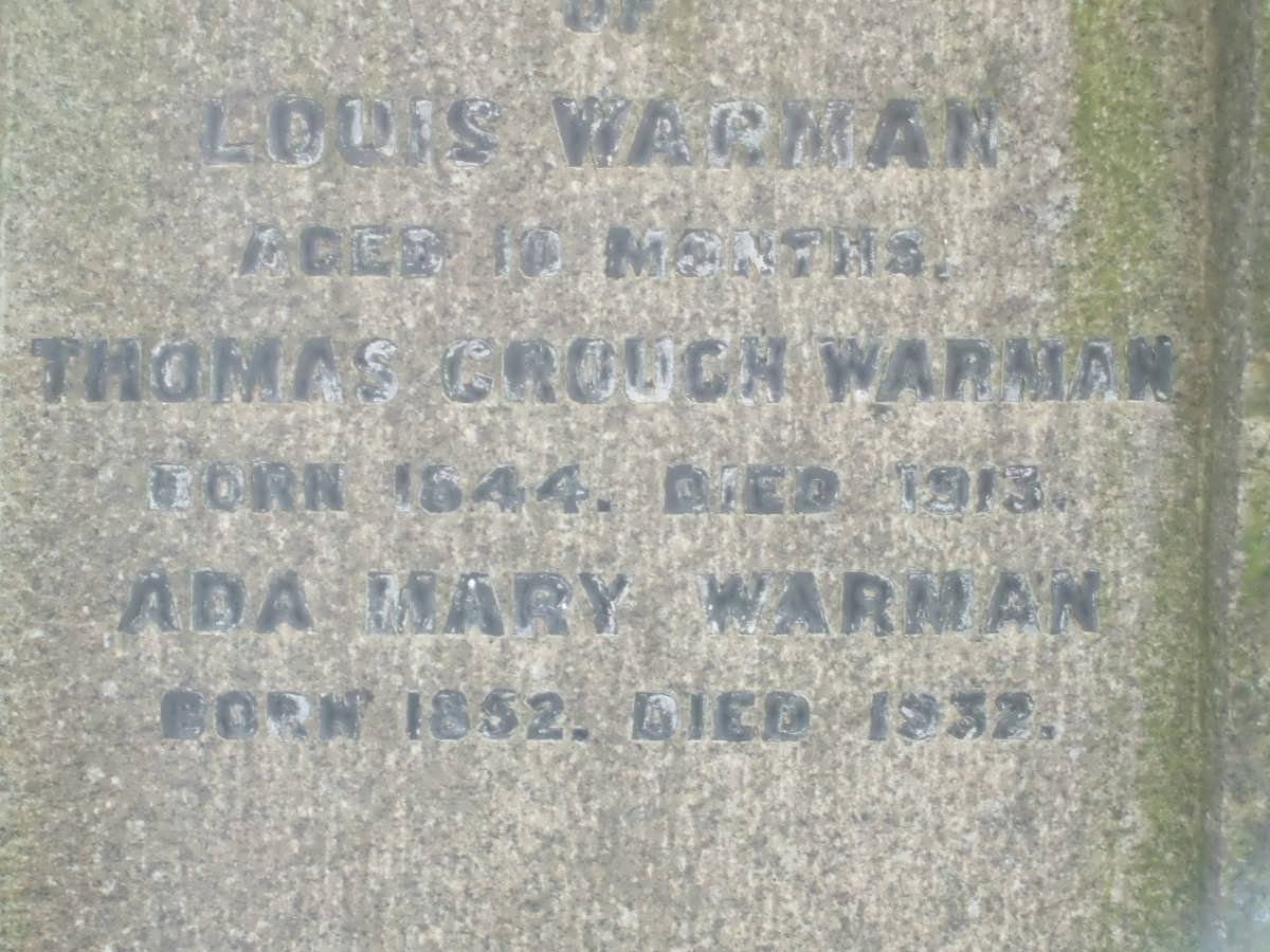 WARMAN Thomas Crouch 1844-1913 &amp; Ada Mary 1851-1932 :: WARMAN Louis