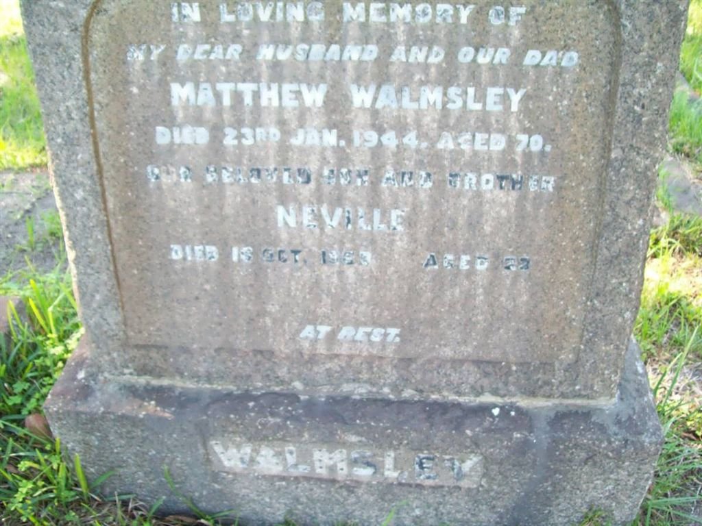 WALMSLEY Matthew -1944 :: WALMSLEY Neville -19??