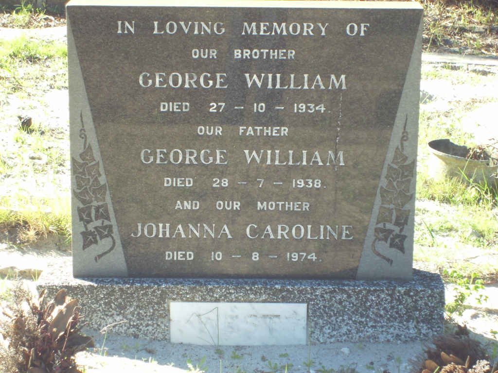 WEST George William  -1938 &amp; Johanna Caroline  -1974 :: WEST George William  -1934