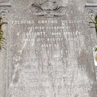 WESTCOTT Fredrick Gordon -1903 ::  PEARSON Hannah 1827-1904