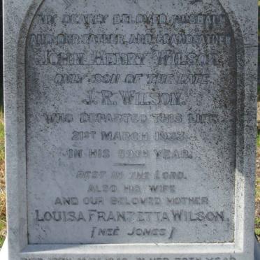 WILSON John Henry -1923 &amp; Louisa Franzetta JONES -1949
