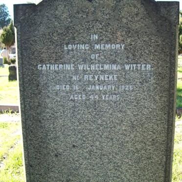 WITTER Catherine Wilhelmina nee REYNEKE -1926