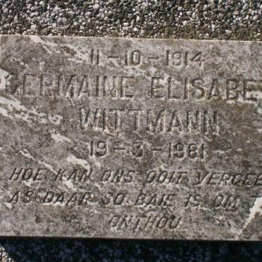 WITTMANN Germaine Elisabeth 1914-1981