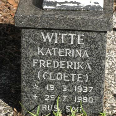 WITTE Katerina Frederika nee CLOETE 1937-1990
