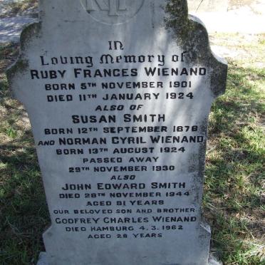 WIENAND Ruby Frances 1901-1924 :: SMITH Susan 1878- :: WIENAND Norman Cyril 1924-1930