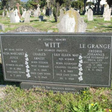 WITT Charles Ernest 1868-1949 &amp; Lily Ellen May WEBBER 1885-1968 :: LE GRANGE Fredrik Johannes 1912-1965