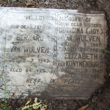 WULVEN Bernard, van -1942 &amp; Georgina -1987 :: KONYNENBURG Elizabeth, van -1989