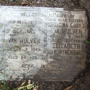 WULVEN Bernard, van -1942 &amp; Georgina -1987 :: KONYNENBURG Elizabeth, van -1989