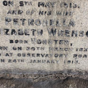 WRENSCH Petronella Elizabeth nee VORSTER 183?-1913