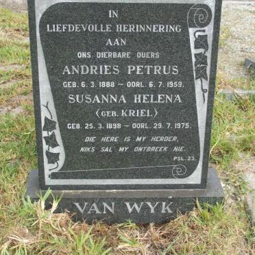 WYK Andries Petrus, van 1888-1959 &amp; Susanna Helena KRIEL 1898-1975