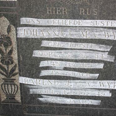 WYK Barend J.G., v. -1949 &amp; Johanna G.M. JOOSTE -1954