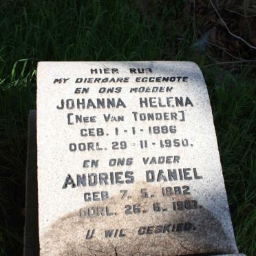 WYK Andries Daniel, van 1882-1963 &amp; Johanna Helena VAN TONDER 1886-1950