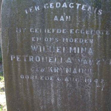ZYL Wilhelmina Petronella, van nee KRYNAUW  -1942