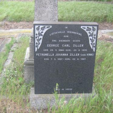 ZILLER George Carl 1884-1935 &amp; Petronella Johanna nee VINK 1897-1967