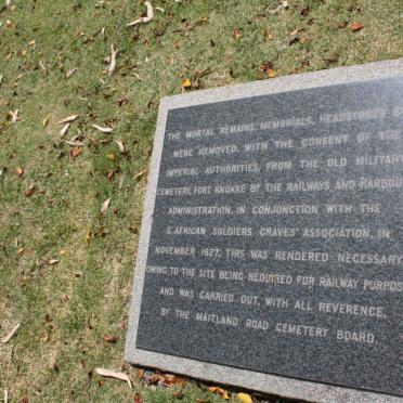 12. Plaque - re-interment 1927
