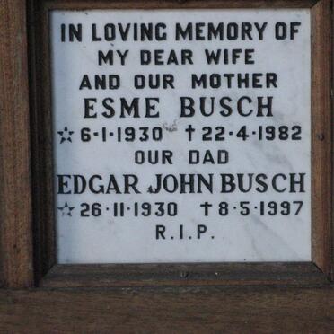 BUSCH Edgar John 1930-1997 &amp; Esme  1930-1982