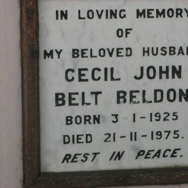 BELDON Cecil John Belt 1925-1975