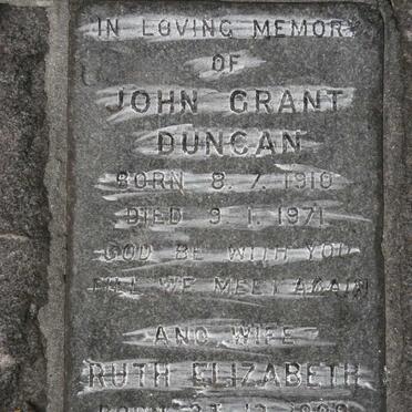 DUNCAN John Grant 1910-1971 &amp; Ruth Elizabeth 1909-1980