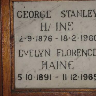 HAINE George Stanley 1876-1960 &amp; Evelyn Florence 1891-1965