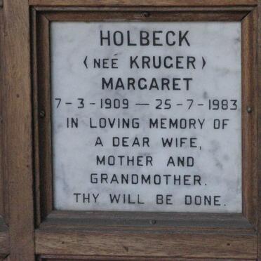 HOLBECK Margaret nee KRUGER 1909-1983