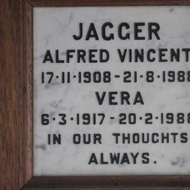 JAGGER Alfred Vincent 1908-1988 &amp; Vera 1917-1988