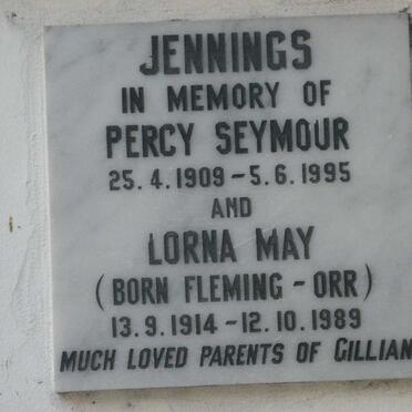 JENNINGS Percy Seymour 1909-1995 &amp; Lorna May FLEMMING-ORR 1914-1989